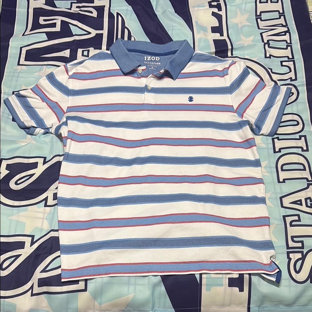 IZOD Men’s XL Striped Polo Shirt - Blue and White